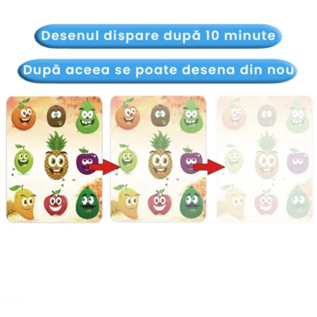 Set 3 carti de colorat cu apa Magic Water Book litere si numere, dinozauri, fructe [7]