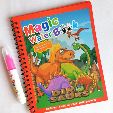 Set 3 carti de colorat cu apa Magic Water Book litere si numere, dinozauri, fructe [1]
