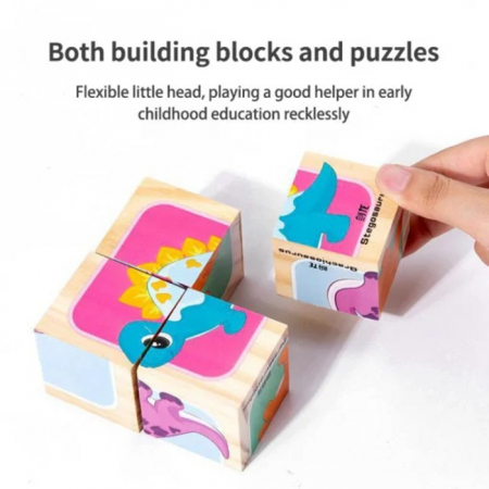 Set 4 cuburi din lemn cu puzzle fructe [2]