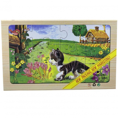 Jocuri Educative - Set 4 puzzle din lemn  Animale la ferma