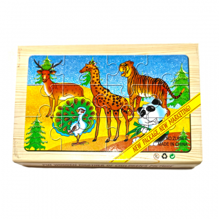Jocuri Educative - Set 4 puzzle din lemn  Animalele lumii