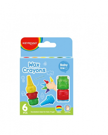 Lichidare de stocuri - Set 6 creioane cerate stivuibile Stackable Wax Crayons Keyroad