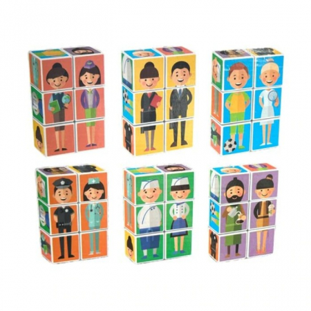 Jocuri Educative - Set 6 cuburi magnetice PUZZLE MESERII 2