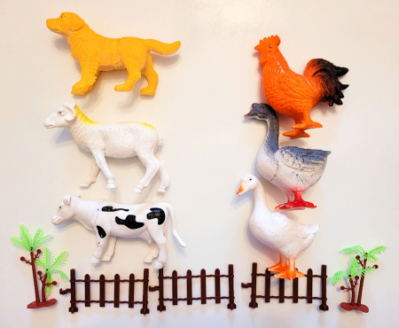 Jucării de rol - Set 6 figurine ANIMALE ŞI PĂSĂRI DE LA FERMĂ