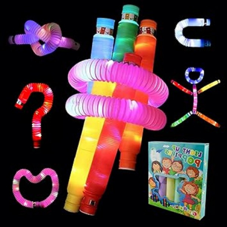 Set 6 jucarii senzoriale tuburi antistres cu lumina LED Fidget Pop Tubes [5]