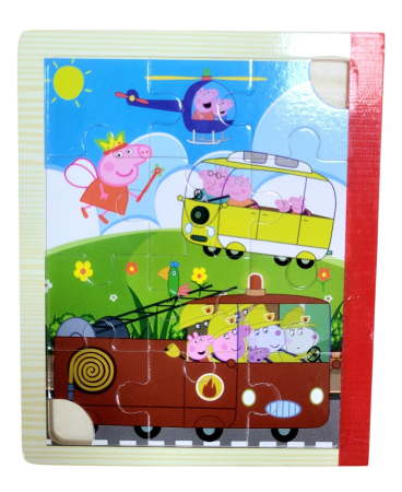 Set 6 puzzle din lemn de tip carte cu 12 piese mari Peppa Pig [1]