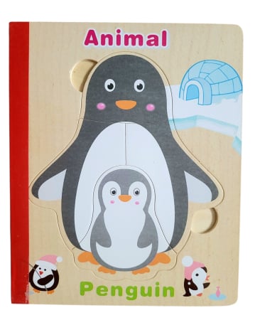 Puzzle - Set 6 puzzle din lemn de tip carte cu 4-6 piese mari Animale
