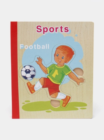 Puzzle - Set 6 puzzle din lemn de tip carte cu 4-6 piese mari Sporturi