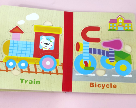 Set 6 puzzle din lemn de tip carte cu 4-6 piese mari Vehicule [2]
