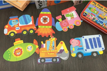 Set 6 puzzle in cutie metalica rosie- VEHICULE 1 [1]