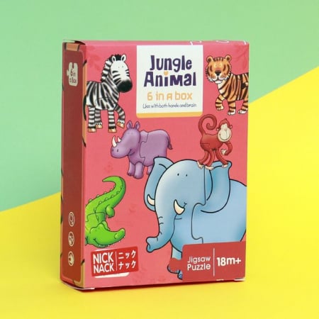 Jocuri Educative - Set 6 puzzle piese mari ANIMALE DIN JUNGLĂ 2- Jungle Animal 6 in a box