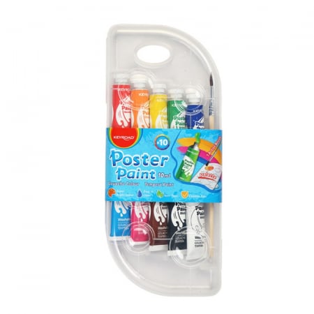 Pictura - Set acuarele tempera 10 culori si pensula inclusa Poster paint Keyroad