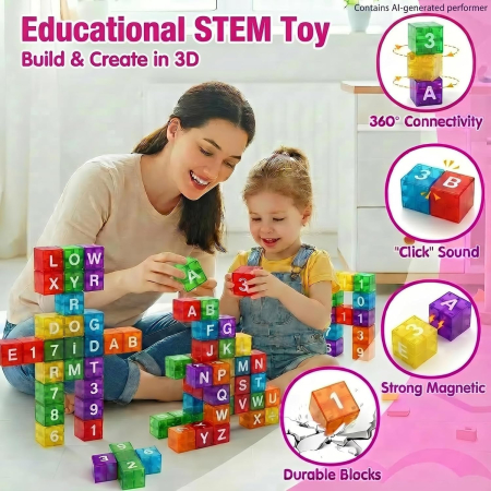Set blocuri magnetice varianta MINI Travel litere, numere si operatii aritmetice de piese [2]
