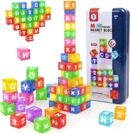 Jocuri Didactice - Set blocuri magnetice varianta MINI Travel litere, numere si operatii aritmetice de piese