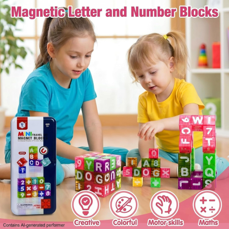 Set blocuri magnetice varianta MINI Travel litere, numere si operatii aritmetice de piese [3]