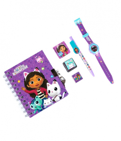Set cadou cu ceas, Agenda si instrumente, Gabby's Dollhouse, 6 piese [1]