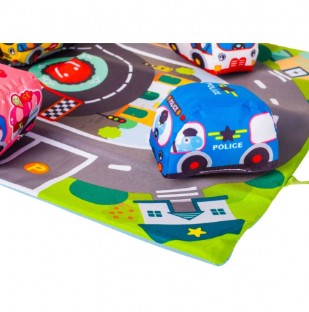 Set covoras si 6 masinute textile bebelusi Oraselul Vesel Huanger [5]