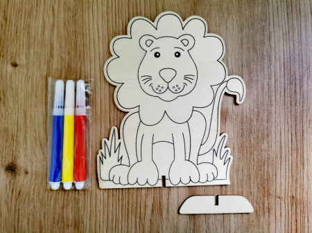 DECORATIUNI - Set creativ din lemn cu 3 carioci - ANIMALE