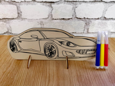 Set creativ din lemn cu 3 carioci - MASINI [1]