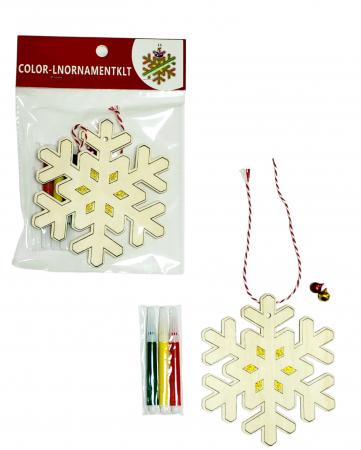 DECORATIUNI - Set creativ din lemn cu tematică de Craciun fulg de zapada