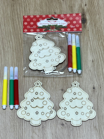 DECORATIUNI - Set creativ din lemn cu tematică de iarna bradut