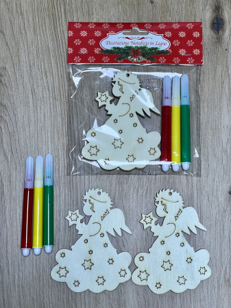 DECORATIUNI - Set creativ din lemn cu tematică de iarna Ingeras