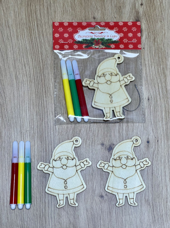 DECORATIUNI - Set creativ din lemn cu tematică de iarna mos Craciun
