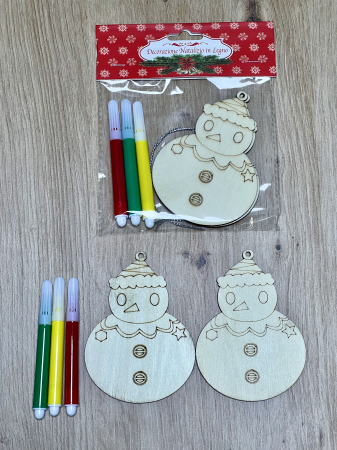 DECORATIUNI - Set creativ din lemn cu tematică de iarna om de zapada