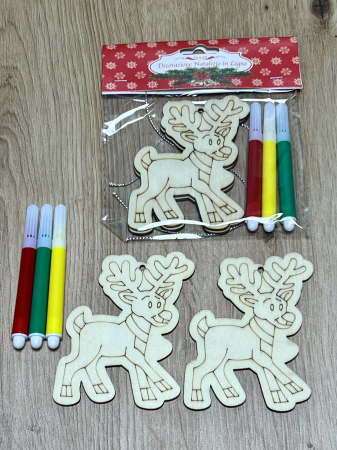 DECORATIUNI - Set creativ din lemn cu tematică de iarna renisor