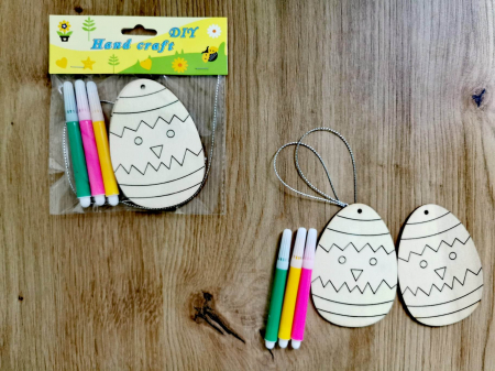 DECORATIUNI - Set creativ din lemn cu tematică Pascală - Ou cu modele 2