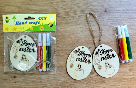 DECORATIUNI - Set creativ din lemn cu tematică Pascală - Ou Happy Easter
