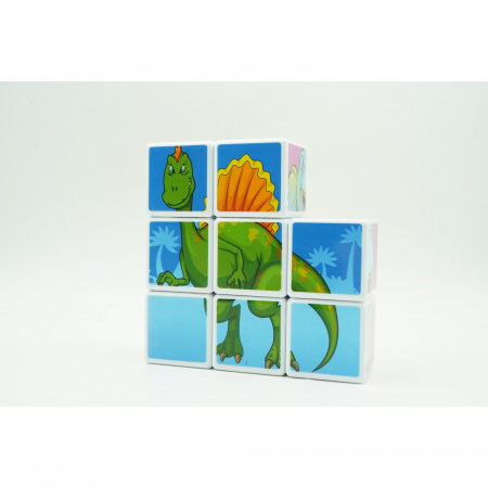 Set de 8 cuburi magnetice tip puzzle dinozauri [3]