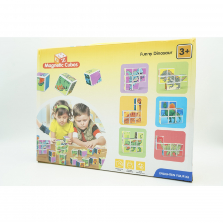 Set de 8 cuburi magnetice tip puzzle dinozauri [1]
