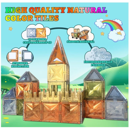 Set de construit cu piese magnetice Onshine Magnetic Tiles 100 de piese [7]