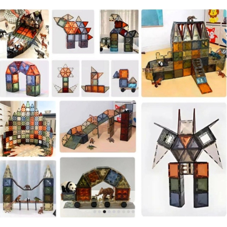 Set de construit cu piese magnetice Onshine Magnetic Tiles 100 de piese [5]