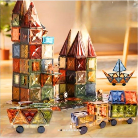 Set de construit cu piese magnetice Onshine Magnetic Tiles 100 de piese [4]