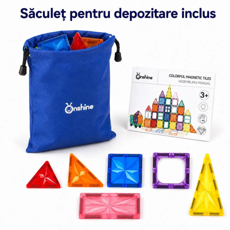 Set de construit cu piese magnetice Onshine Magnetic Tiles 50 de piese [2]