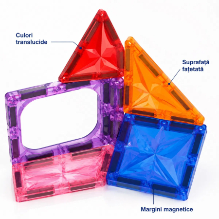 Set de construit cu piese magnetice Onshine Magnetic Tiles 50 de piese [5]