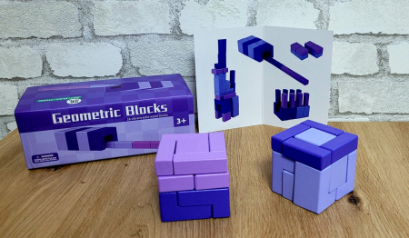 Seturi de construit - Set de cuburi de construit din lemn Geometric Blocks