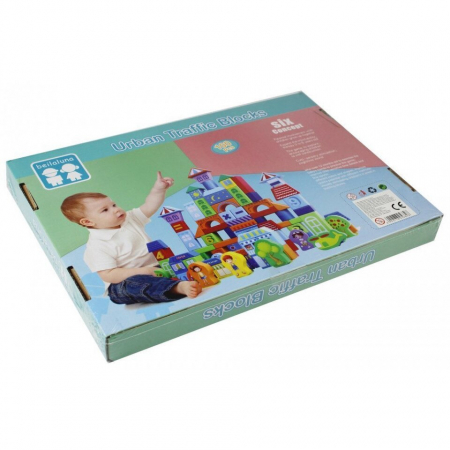 Set de cuburi din lemn pentru construit ORASUL- Urban Traffic Blocks [2]