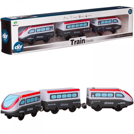 Jucării interactive - Set locomotiva electrica si 2 vagoane cu prindere magnetica Tren Orbital