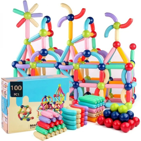 Jucării creative - Set magnetic de construit MAGNETIC STICKS 100 de piese STEM