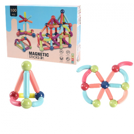 Jucării creative - Set magnetic de construit MAGNETIC STICKS 100 de piese STEM
