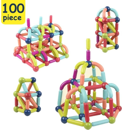 Jucării creative - Set magnetic de construit MAGNETIC STICKS 100 de piese STEM