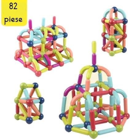 Jucării - Set magnetic de construit MAGNETIC STICKS 82 de piese STEM