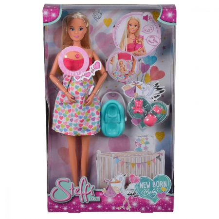 Jucării interactive - Set papusa Steffi Love cu bebelus, 29 cm