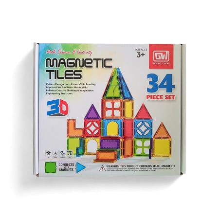 Set piese magnetice de construit din abs forme geometrice Magnetic Tiles 3D 34 de piese [0]
