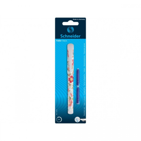 Obiecte de scris și desenat - Set stilou cu penita si 2 rezerve Schneider Voice gri deschis cu imprimeu floral