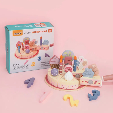 Set tort aniversar de jucarie din lemn My Little Birthday cake Kabi [1]