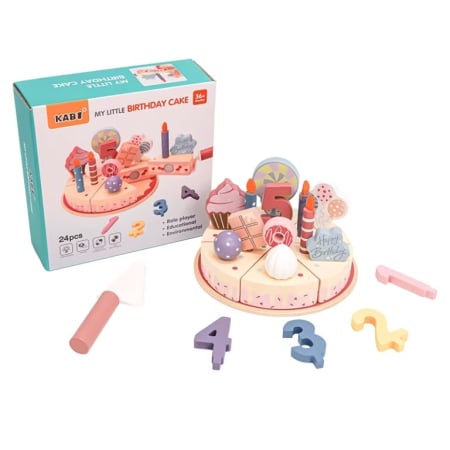 Jucării de rol - Set tort aniversar de jucarie din lemn My Little Birthday cake Kabi